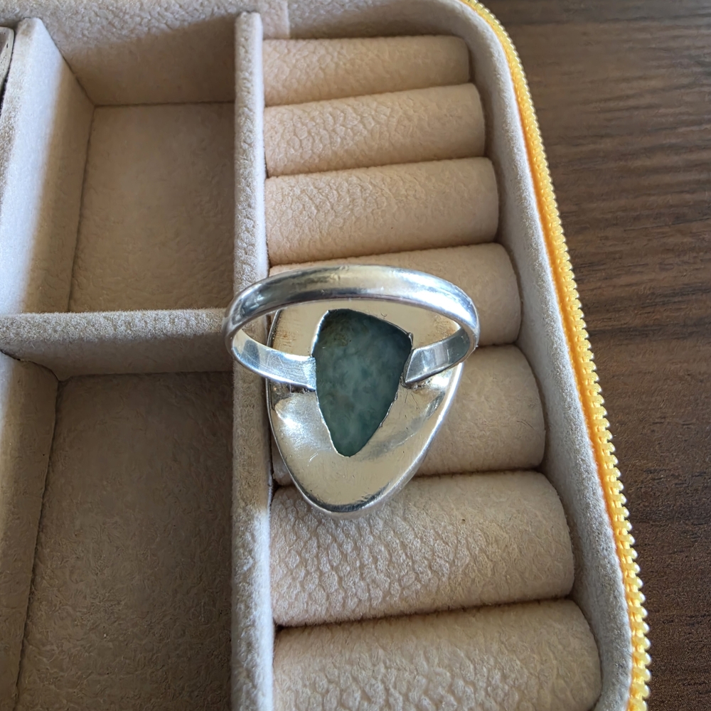 Blue Larimar Teardrop Statement Ring - image 2
